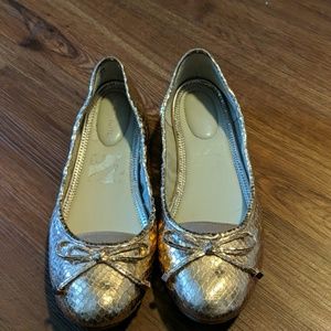 Marc Fisher gold snake ballet flats